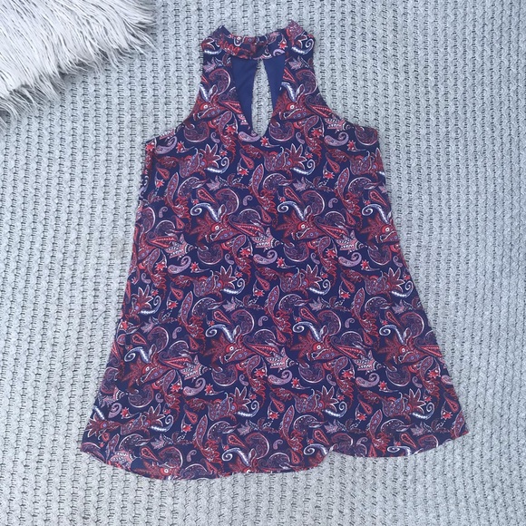 Francesca’s Orange/Navy Paisley Dress - Picture 2 of 4